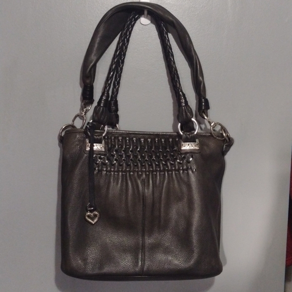 Brighton Handbags - Brighton bucket tote purse leather dark charcoal gray